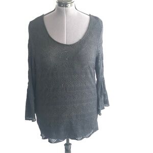 *4/$20* A.N.A Black Lace Bell Sleeve Blouse Top